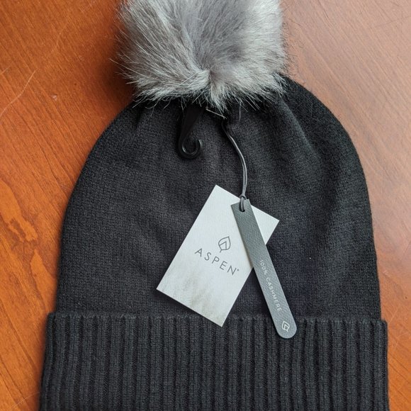Black Cashmere Slouchy Beanie Hat